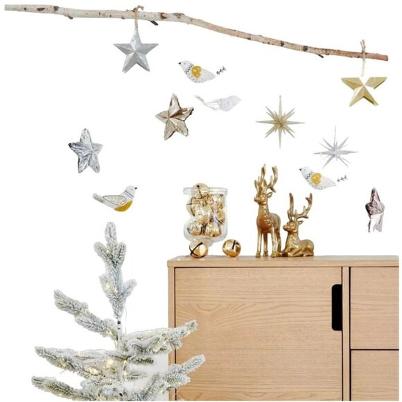 Target Wondershop GOLD Tinsel Stars Christmas Tree Ornaments Set Of 8 Lot NWT - Picture 1 of 7